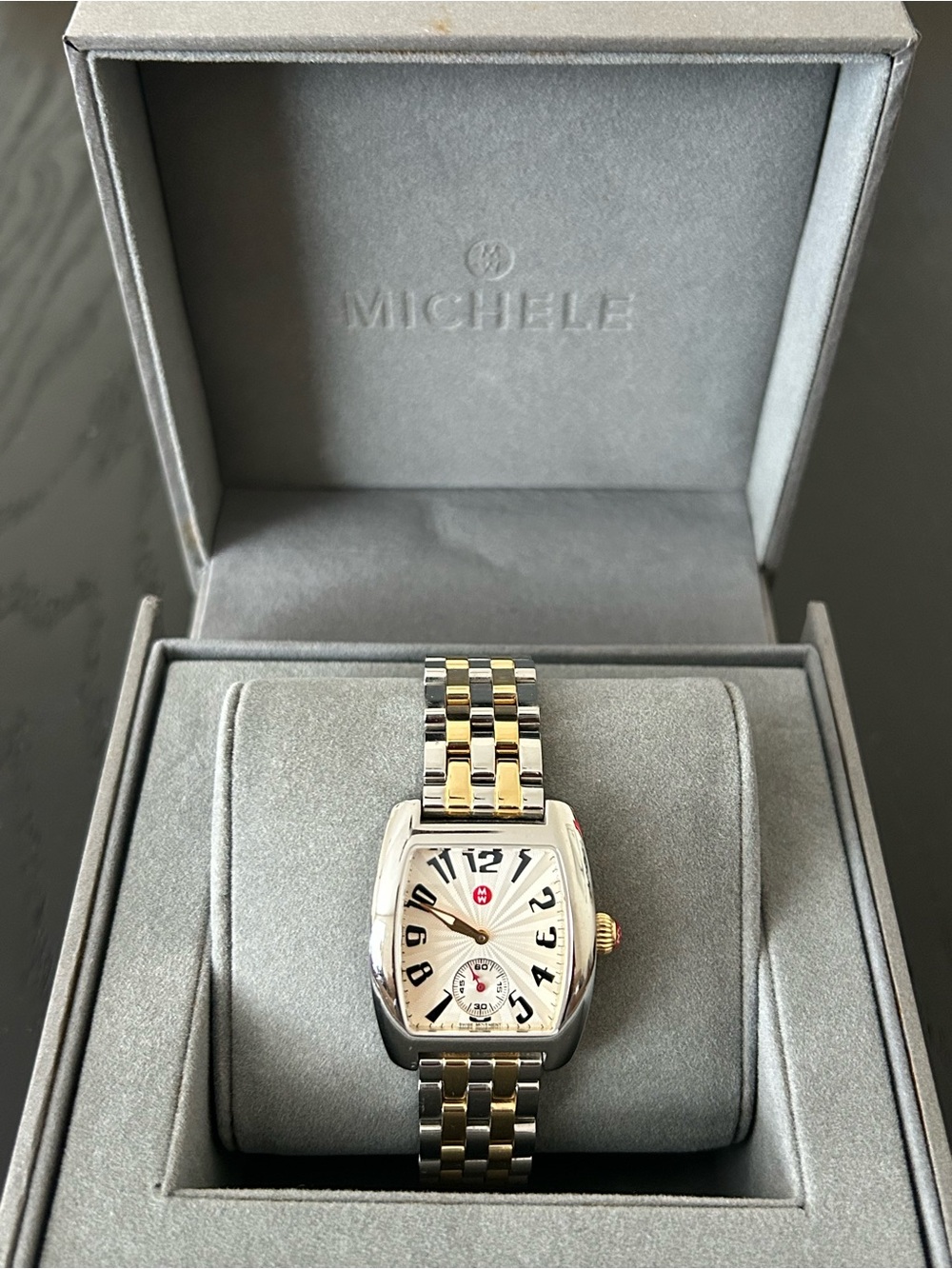 Michele Two-Tone Silver and Gold Bracelet Watch